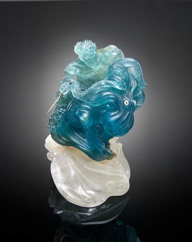 aquamarine carving poseidon